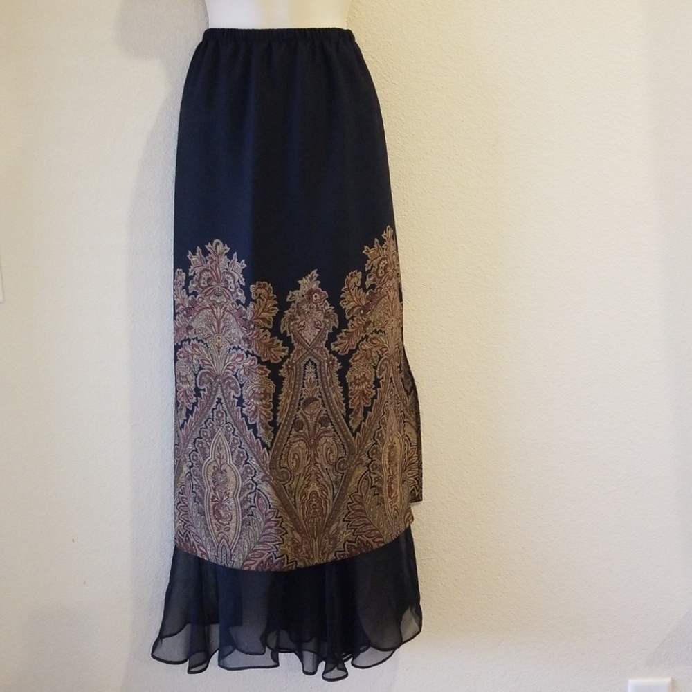 ❣Water Colors Sheer Paisley Maxi Skirt Vintage.❣